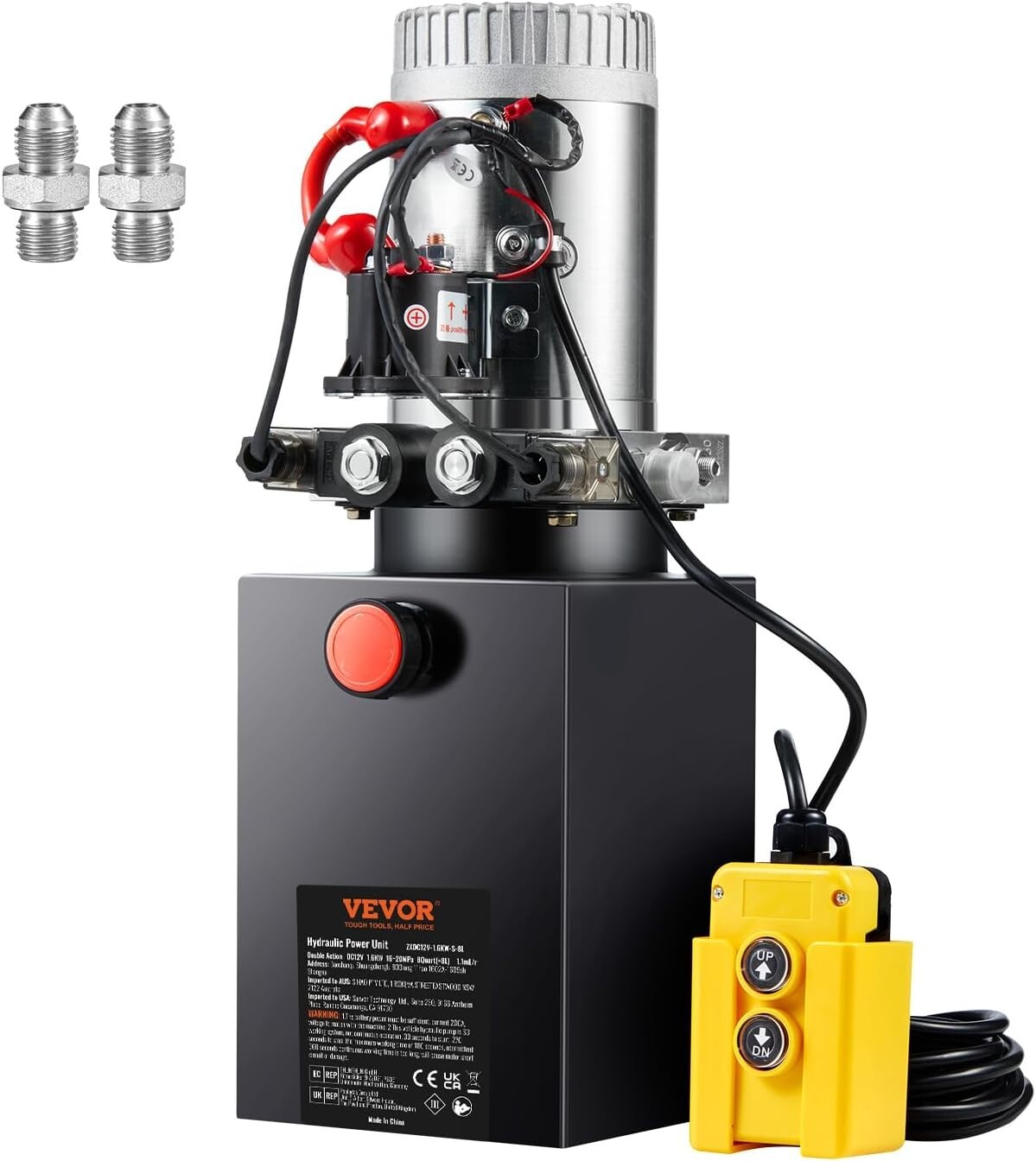 Double Acting, 0.91 GPM Flow Rate, 3200 PSI Max Relief Pressure, DC 12V Hydra...