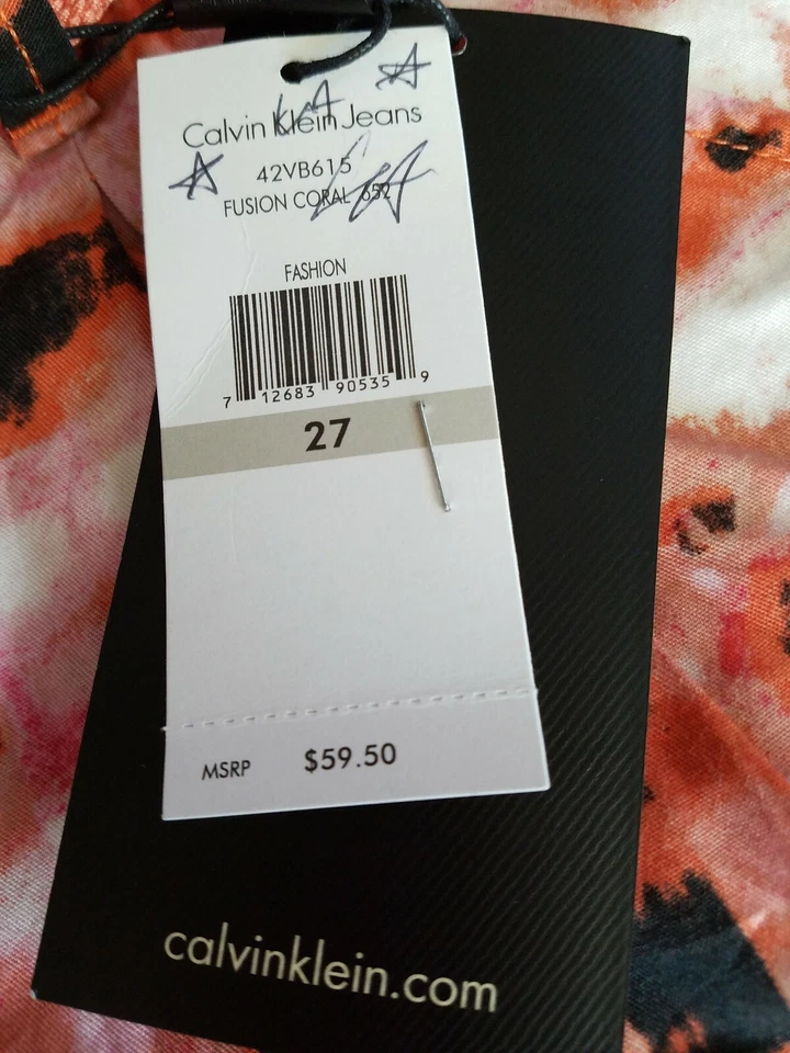 New CALVIN KLEIN Women's 27 or 3 / 4 Multicolor Print Pleated Cotton Shorts $59 - Imagem 4 de 4