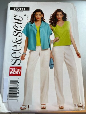 Butterick Pattern B5311 Ms EASY SEE & SEW Loose Fit Jacket~Pullover Top~Pants