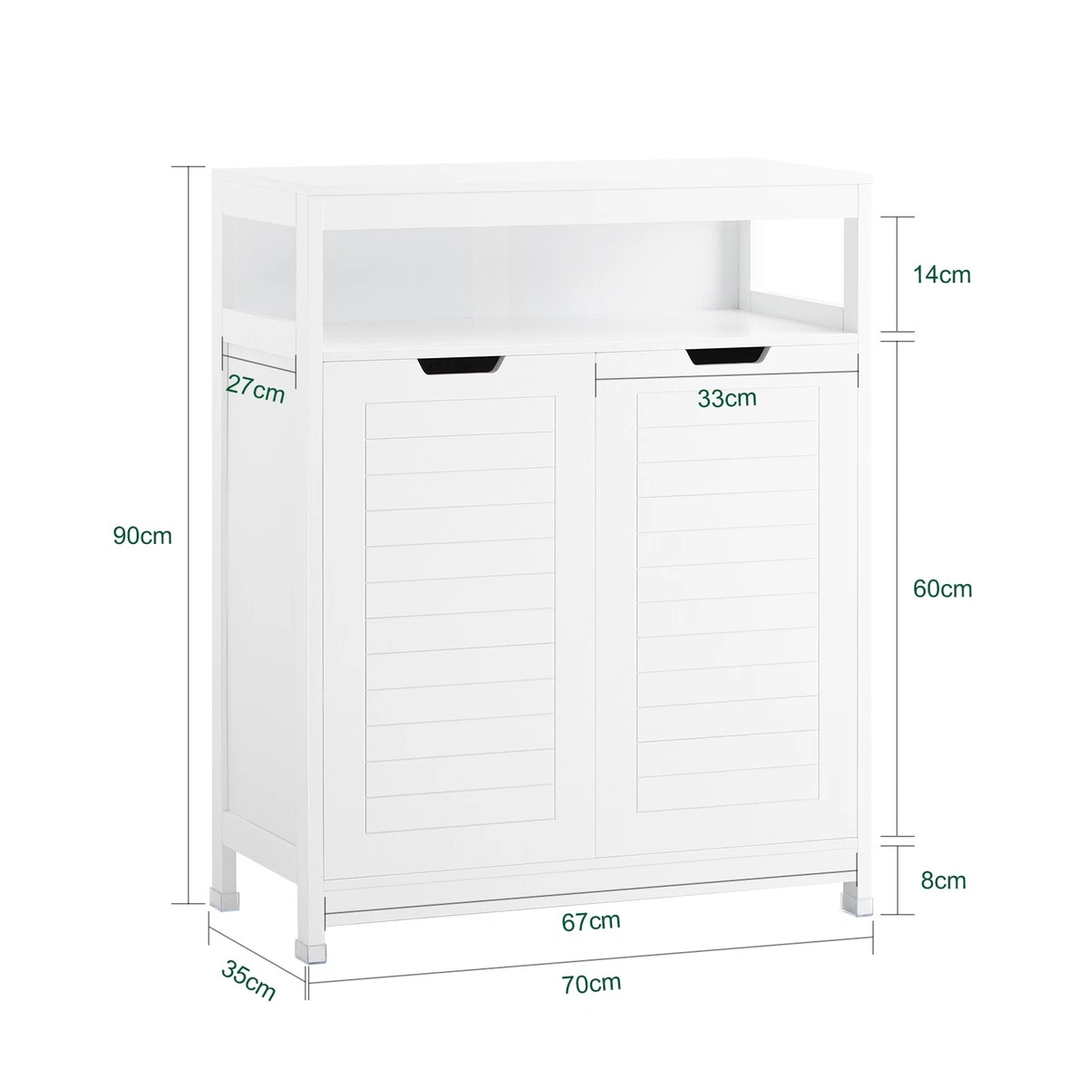 SoBuy Cómoda de baño y puertas Armario midi Armario de baño Aparador Armario de pasillo BZR121-W
