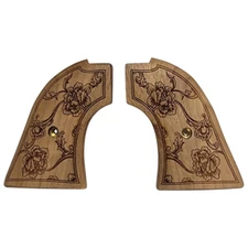 Heritage Rough Rider Grips in Walnut with Flowers carving
