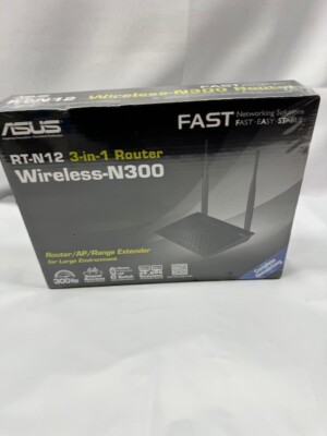 ASUS RT-N12 Wireless 3-in-1 Router/AP/Range Extender N300 *New-Box Damage