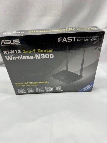 ASUS RT-N12 Wireless 3-in-1 Router/AP/Range Extender N300 *New-Box Damage