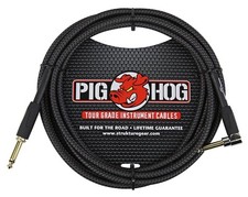Pig Hog PC-H10BKR 1/4" Right-Angle to 1/4" Black Woven Guitar Instrument Cable