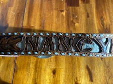 VTG Hand Tooled Leather Western Belt Oak Leaves Acorns Personalized Nancy  
