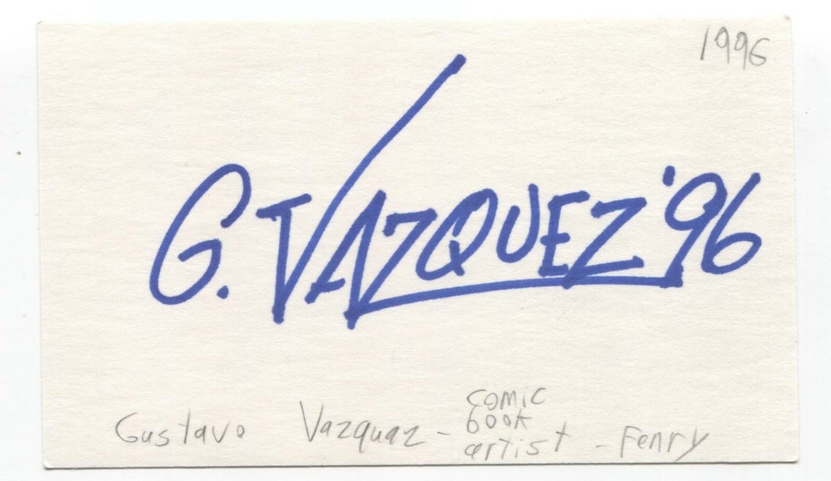 Gustavo Vazquez Signed 3x5 Index Card Autograph Signature Comic