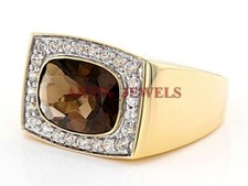 Natural Smoky Quartz Gemstone with Gold Plated 925 Sterling Silver Ring 2904
