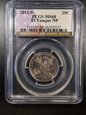 2012-s PCGS MS-68 El Yunque Puerto Rico NP National Park ATB Quarter Flag Holder