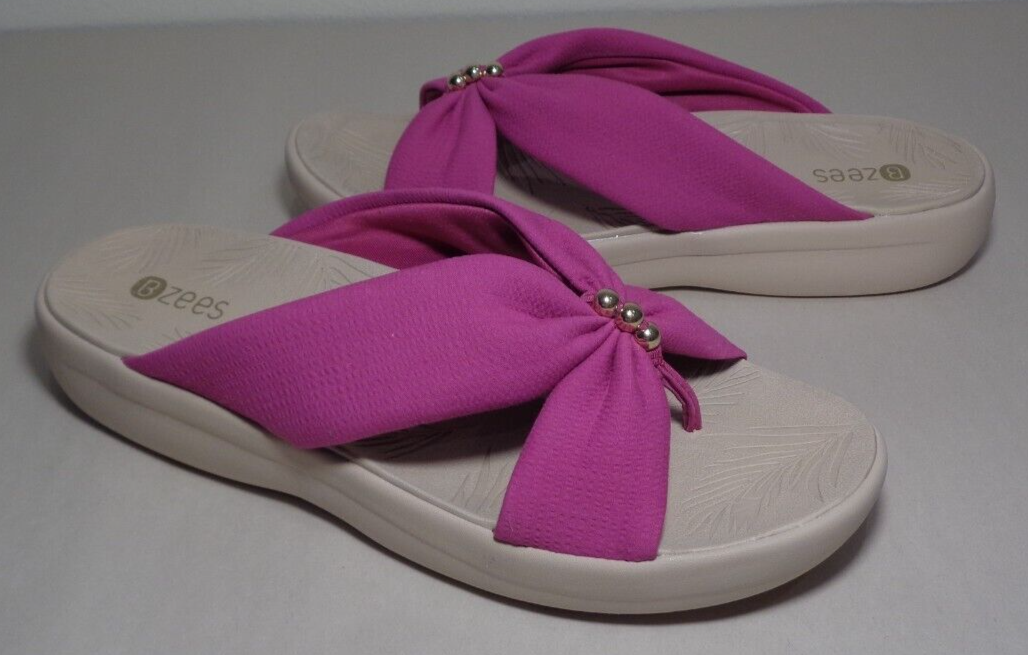 Bzees Size 7.5 M PROMISE Festival Pink Slip On Sandals New Women's Shoes