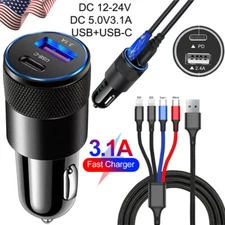 PD 30W USB-C Car Charger Block + 4in1 Cable For Samsung Galaxy S24/23/22/+/Ultra
