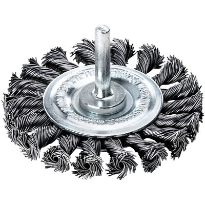 Lessmann 417.198.11 Knotted Wheel Brush With Stem 75 x 9mm, 0.50 Steel Wire