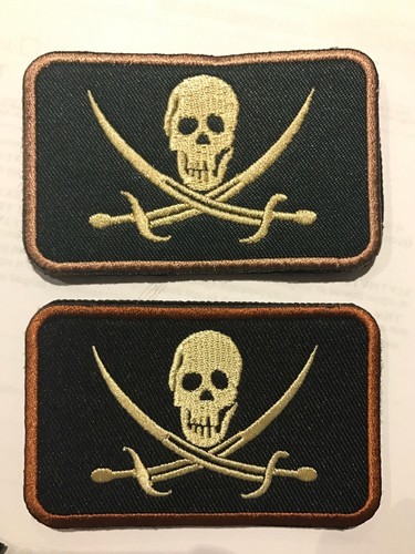 JOLLY ROGER CALICO JACK Schädel Special Force SFG ODA Stickerei Hk/Lp Aufnäher SCHWARZ - Bild 4 von 5