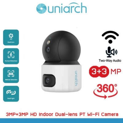 Uniarch 2x 3MP Dual Lens PT WiFi Kamera Innen Zwei-Wege Audio IR Licht Ansicht