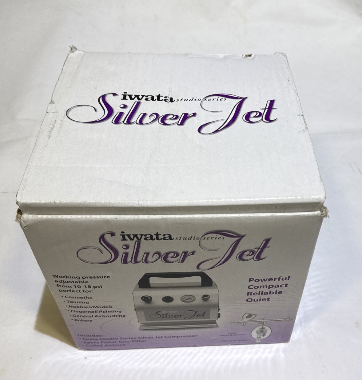 Iwata Studio Series Silver Jet compressor . Model IS-50.  115V / 60Hz. Working