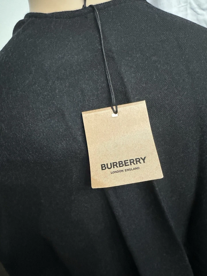 NEW BURBERRY CHARCOAL BLACK GRAY "CHARLOTTE" REVERSIBLE CHECK PONCHO CAPE JACKET - Image 4 of 4