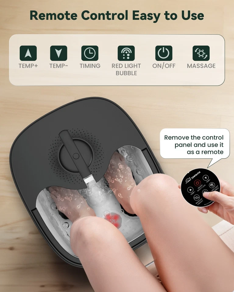 Snailax Shiatsu Foot Spa Bath Massager with Heat Foot Soake Tub Remote Control - Image 3 of 4