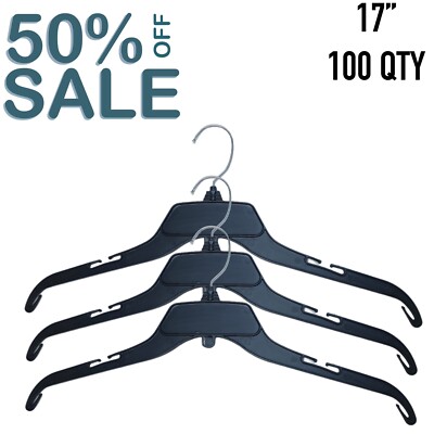 Black Clothes Hangers 17'' for shirts  Lot of 100 *SALE* 50% OFF (IT#19)