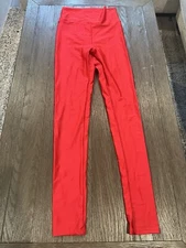 Mens jock Shiny Red High Waist Spandex Tights Compression Pants Small **