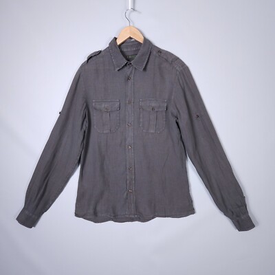 Etro Milano Linen Shirt Button Up Roll Up Sleeves Mens size L