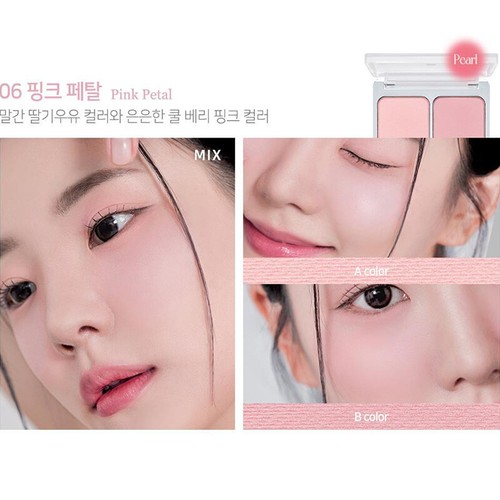 Juego de 2 pinceles dobles para mejillas + mejillas 8 colores colorete doble coral rosa desnudo Corea - Imagen 25 de 30