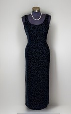 Vintage Express Black Velvet Burnout Whimsy Goth 90s Prom Dress Y2K Size 3/4