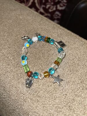 Silberfarben 5 Charm Elastisch Armband Freundschaft mit Schule Motiv Charms (CT)