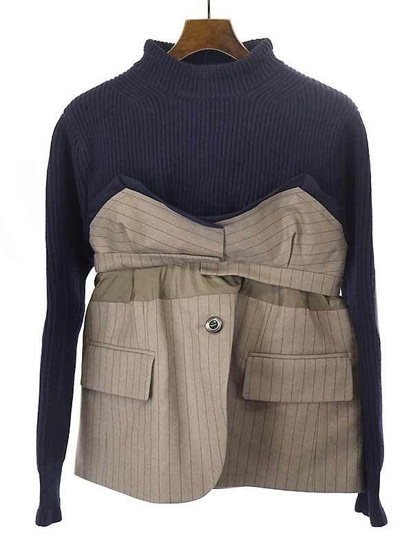 トップス SACAI 22AW KNIT CHALK STRIPE PULLOVER SACAI 22AW KNIT CHALK STRIPE PULLOVER