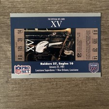 1990 NFL Pro Set Super Bowl Ticket Facts Card #15 Super Bowl XV