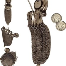 Handmade 1920s English Coin Purse, Silver Twi...