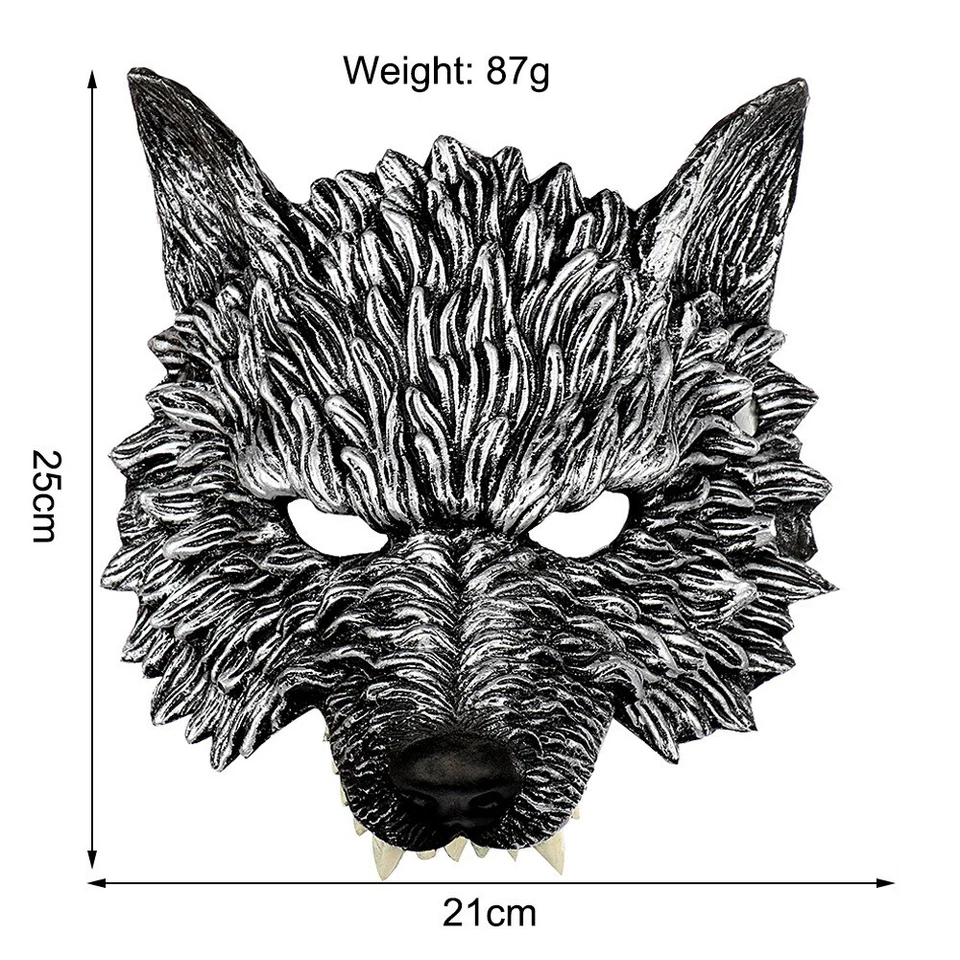 3D Realistic Wolf Head Mask Soft PU Foam Halloween Headgear  Halloween Cosplay - Image 2 of 4