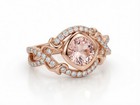 Morganite & Diamond Halo Engagement Ring 14K Rose Gold Round Size 4.25 Handmade — photo 2
