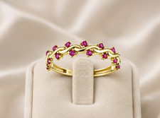 Ruby 9k Yellow Gold Designer Band Ring Eternity Stacking Hallmarked Size K-S