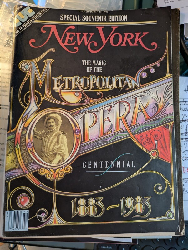 Special Souvenier edition of "New York" Magazine dated October 17, 1983