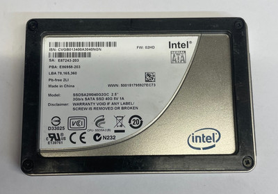 Intel 40GB X25-V 2,5'' SATA SSD SSDSA2M040G2GC mit Windows 11 Pro (ANGEBOTE WILLKOMMEN)