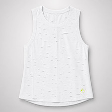 Womens White Distressed Racerback Yoga Tank Top Sleeveless Activewear