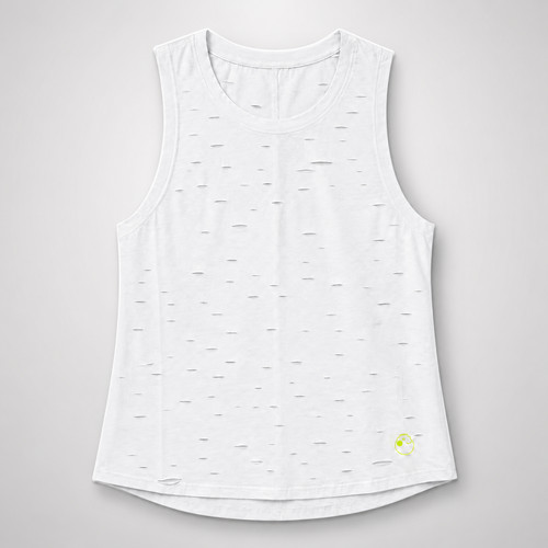 Womens White Distressed Racerback Yoga Tank Top Sleeveless Activewear