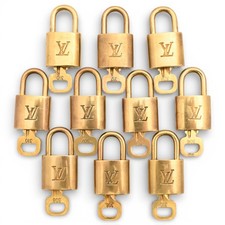 Louis Vuitton Lock  Key PadLock Lot set of 10 Gold Number Random NM JP