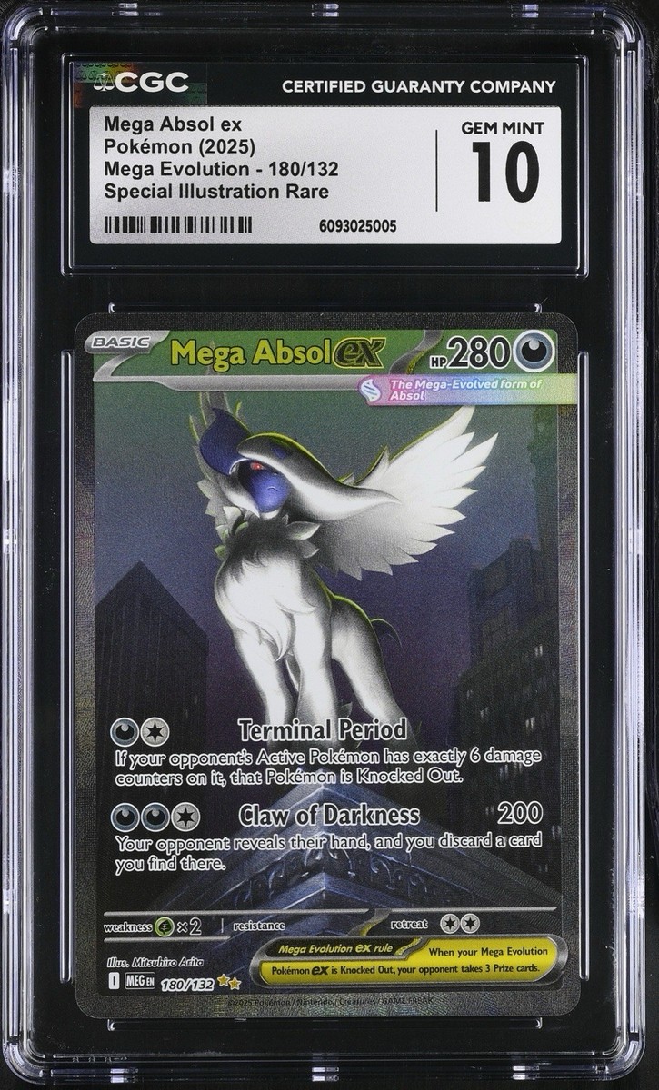 🖤💎 CGC GEM MINT 10 | Mega Absol ex SIR #180/132 | Mega Evolution