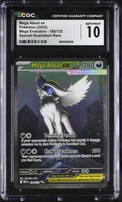 🖤💎 CGC GEM MINT 10 | Mega Absol ex SIR #180/132 | Mega Evolution