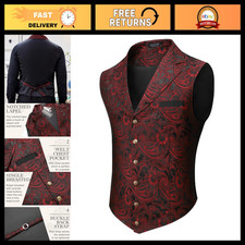Men's Paisley Floral Vest - Gothic Steampunk Formal Waistcoat with Notched Lapel
