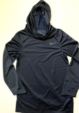 NEW MENS Nike Dri Fit Hooded Cowl Neck Long Sleeve Lightweight Shirt Small Navy