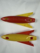 Vintage Space Signal Space Ship Whistles Spec Toys Made in USA 1950s Red Yellow