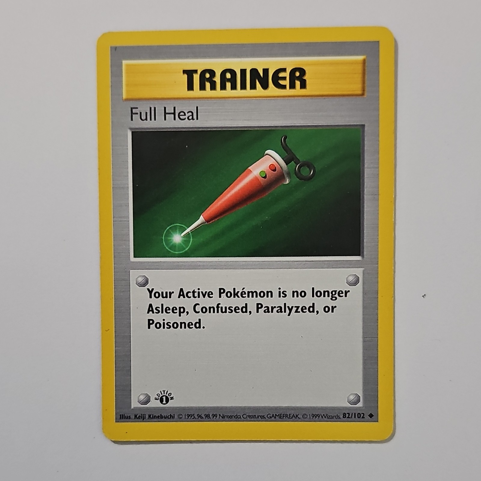 Pokémon Full Heal 82/102 Base Set 1st Edition Trainer Regular Card English