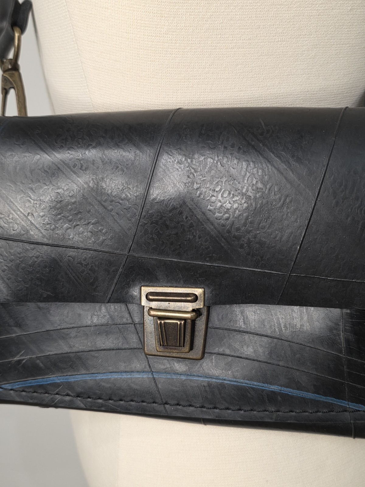 Vintage Asymmetric Rectangular Recycled Black Rub… - image 2