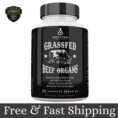 Ancestral Supplements Grass Fed Beef Organ Supplement - Non-GMO, 180 Capsules