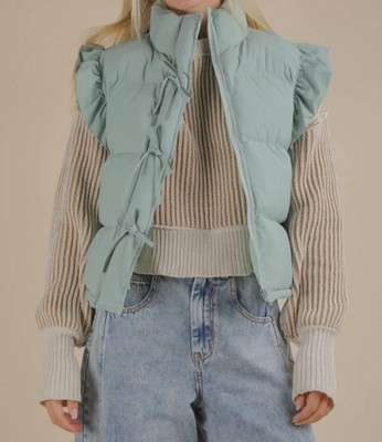 Very J Pastel Bloom Puffer Vest Size L