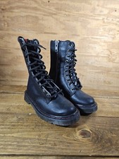 Demonia Disorder 200 Black Mid Calf Punk Gothic Military Combat Boots Women's 6