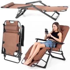 Luverno® Klappbare Gartensessel Sonnenliege Liegestuhl mit Kissen & Handyhalter