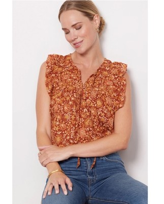 SUNDRY NWT Evereve Sienna Flowy Flutter Sleeve Blouse Shirt Top Size 1 / S Boho