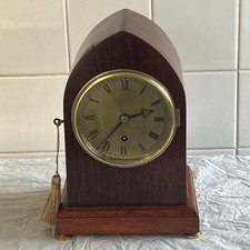 Antique Mahogany Lancet Mantle Clock Single Chain Fusee Movement For Restoration